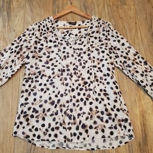 Crosby  Cheetah Print Peasant Blouse S